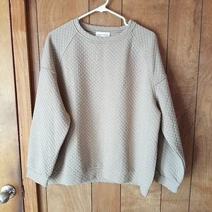 Lovely Melody Brown Textured Long Sleeve Top Size XL Oversized Casual Blouse